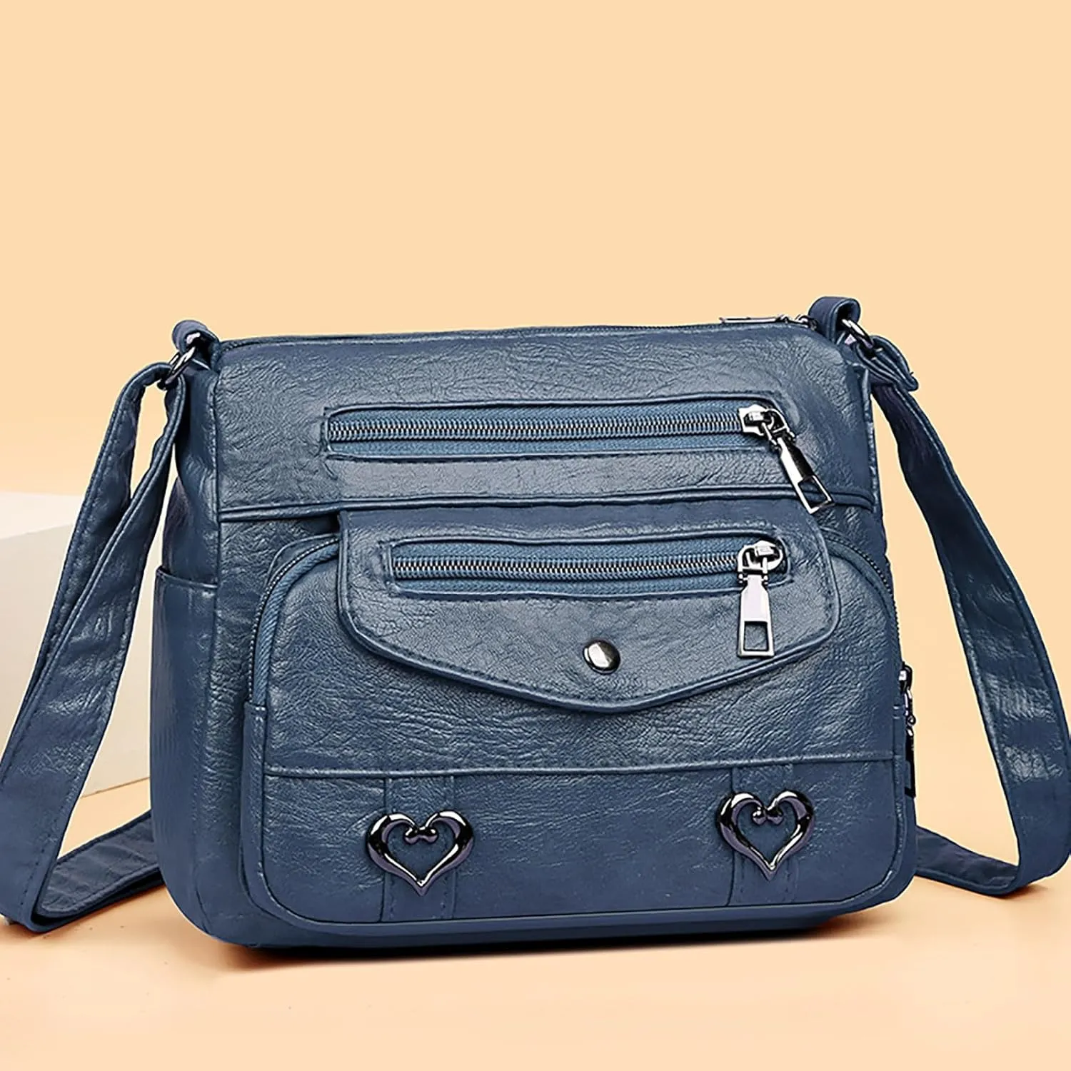 Hobo Crossbody Bags for Women Cute Hobo Tote Handbags Mini Clutch Purses with Zipper Closure Small Makeup Bag(Blue)