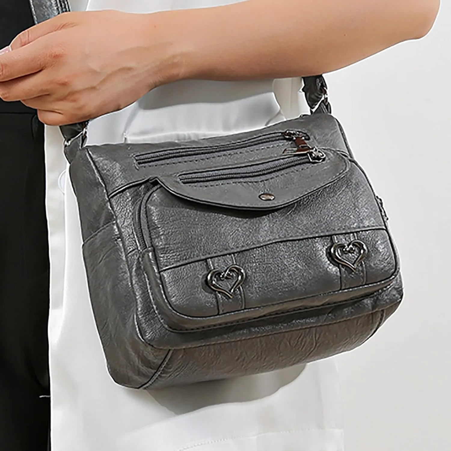 Hobo Crossbody Bags for Women Cute Hobo Tote Handbags Mini Clutch Purses with Zipper Closure Small Makeup Bag(Grey)