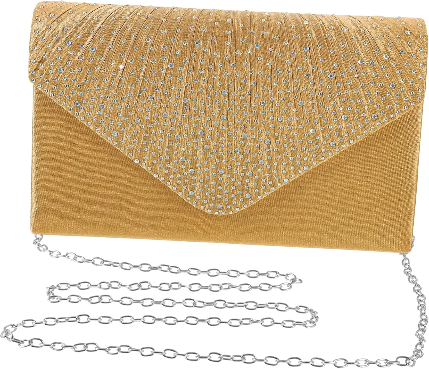 Homoyoyo Luxury Polyester Evening Bag Rhinestone Clutch Purse for Wedding Dress Purse Envelope Style
