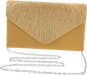 Homoyoyo Luxury Polyester Evening Bag Rhinestone Clutch Purse for Wedding Dress Purse Envelope Style
