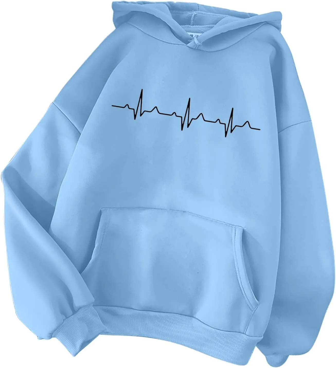 Hooded Sweatshirts for Women Cute Heart Print Hoodies Funny Graphic Long Sleeve Pullover Tops With Pockets