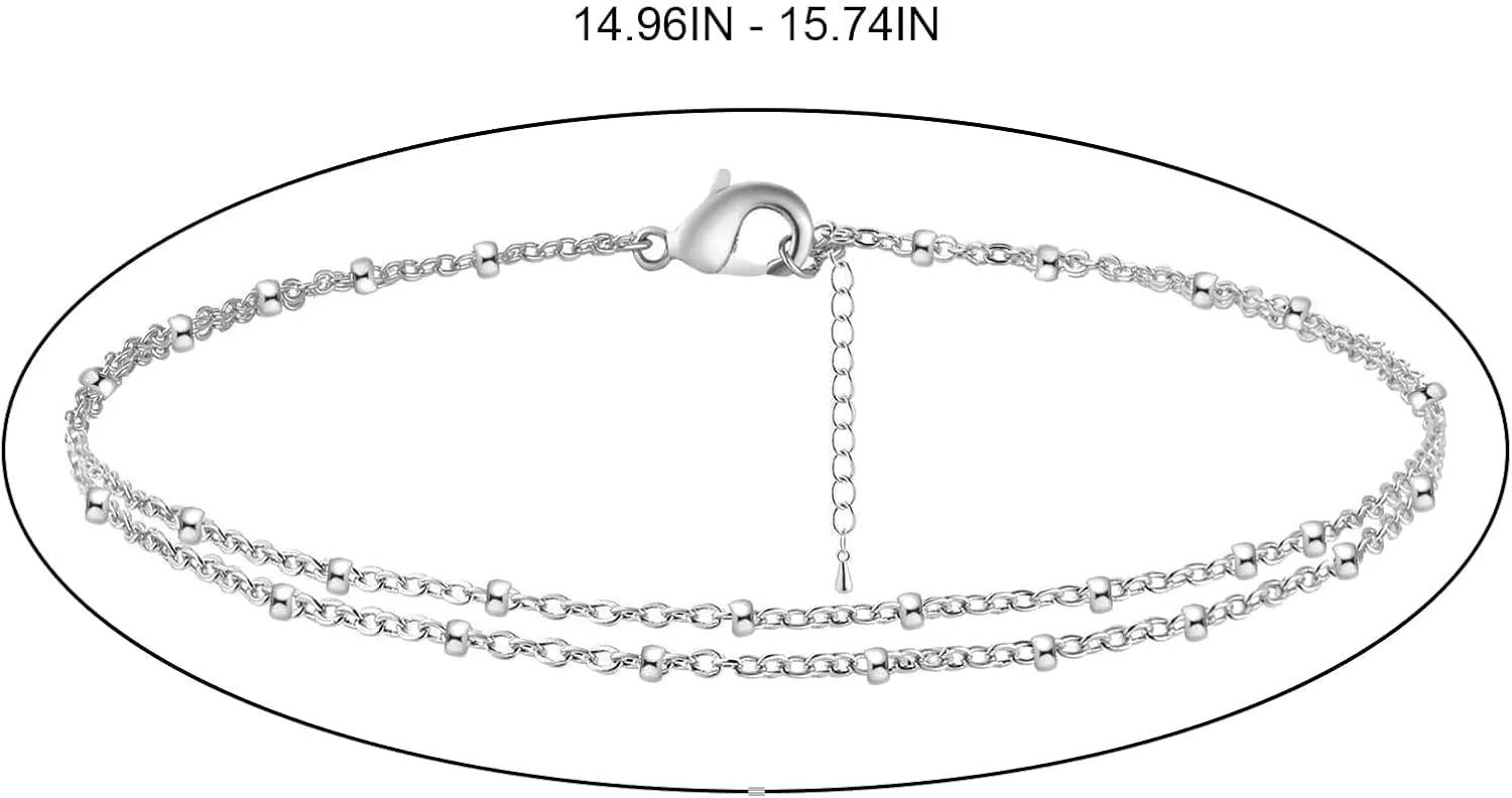 HUASAI Gold Anklets for Women Gold Plated Anklets Boho Layered Tassel Ankle Bracelets Bell Pendant Anklets for Girls Foot Jewelry for Summer Beach