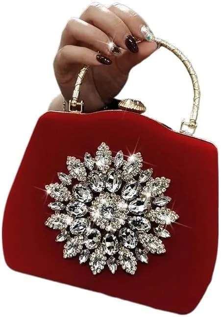 HUFFA Diamond Sun Flowers Evening Bags Luxury Clutches Evening Wedding Bag Bridal Shoulder Handbag Wristlets Clutch (Color : Black, Size : 18CMX13CMX5CM)