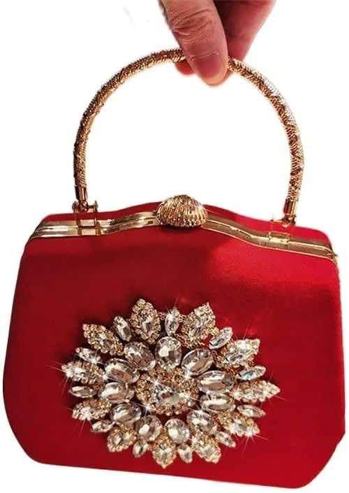 HUFFA Diamond Sun Flowers Evening Bags Luxury Clutches Evening Wedding Bag Bridal Shoulder Handbag Wristlets Clutch (Color : Black, Size : 18CMX13CMX5CM)