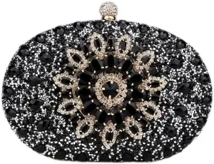 HUFFA Diamond Women Luxury Clutch Evening Bag Wedding Crystal Ladies Cell Phone Pocket Purse Female Wallet for Party Gift (Color : Black)