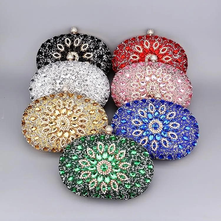HUFFA Diamond Women Luxury Clutch Evening Bag Wedding Crystal Ladies Cell Phone Pocket Purse Female Wallet for Party Gift (Color : Color-3)