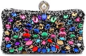 HUFFA Diamond Women Luxury Clutch Evening Bag Wedding Crystal Ladies Cell Phone Pocket Purse Female Wallet for Party Gift (Color : Color-3)