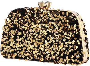 HUFFA Shiny Sequined Clutch Women's Bags Luxury Purse Banquet Evening Party Clutches Chain Sling Shoulder Bags Red Prom (Color : Gold, Size : One Size)