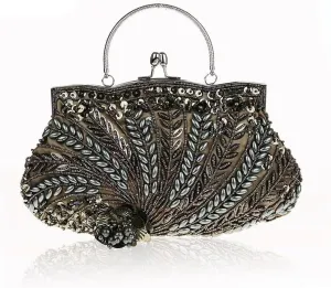 HUFFA Women Evening Bags Handmade Beaded Diamonds Design Clutches for Party/Dinner Purse (Color : Green)
