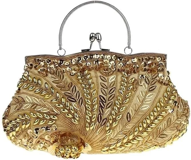 HUFFA Women Evening Bags Handmade Beaded Diamonds Design Clutches for Party/Dinner Purse (Color : Purple)