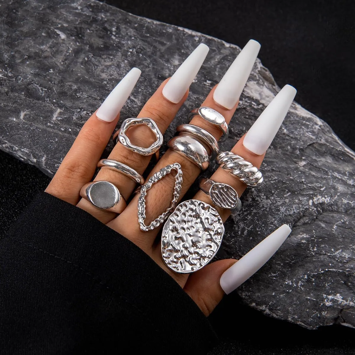 INENIMARTJ Chunky Gold Rings for Women Non Tarnish,14K Gold Plated Stacking Knuckle Rings Sets Vintage Stackable Finger Midi Ring Prom Jewelry Accessories
