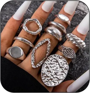 INENIMARTJ Chunky Gold Rings for Women Non Tarnish,14K Gold Plated Stacking Knuckle Rings Sets Vintage Stackable Finger Midi Ring Prom Jewelry Accessories