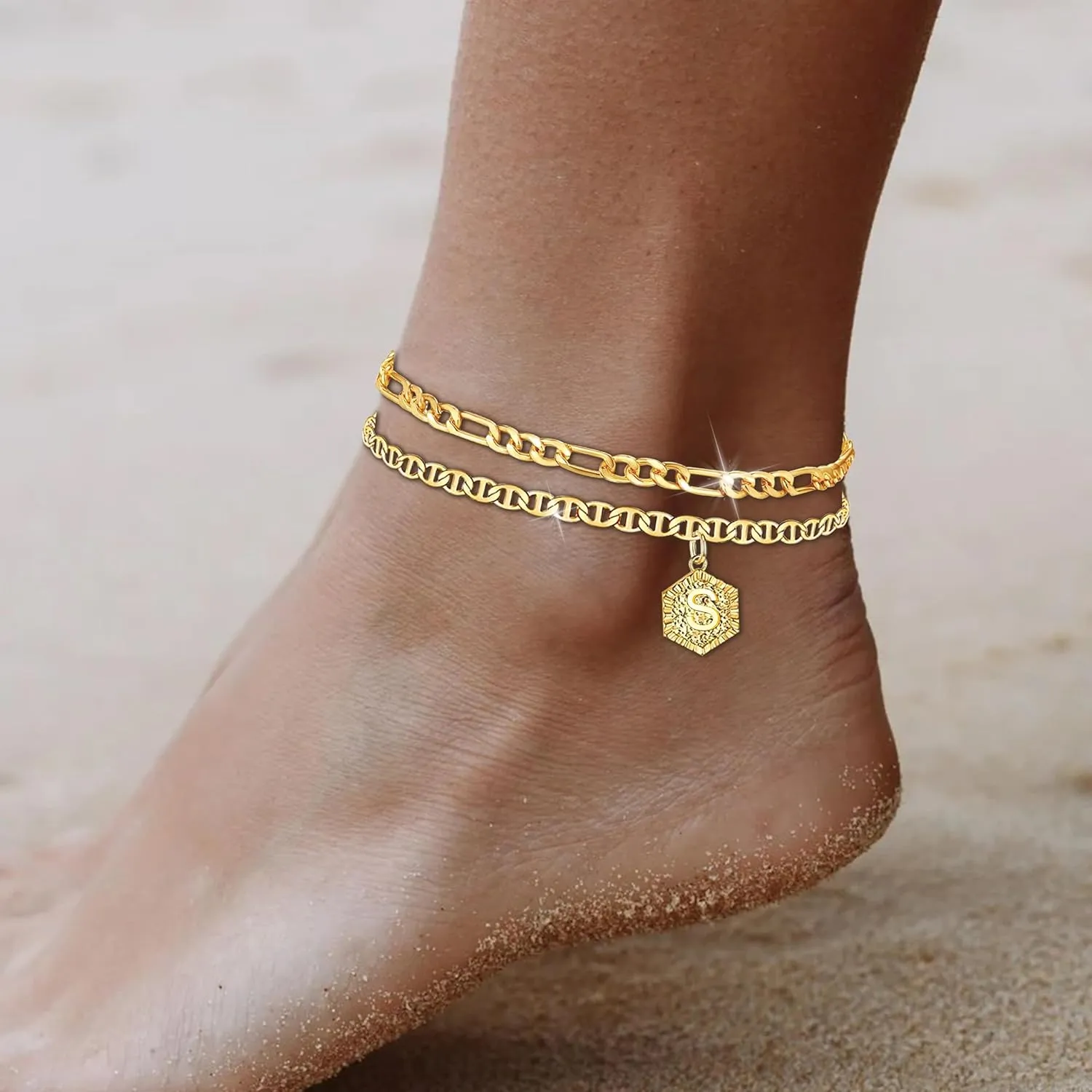 Initial Ankle Bracelets for Women Gold Anklets Summer Beach Vacation Outfits Cuba Paperclip Anklet Dainty Link Chain Ankles Foot Jewelry