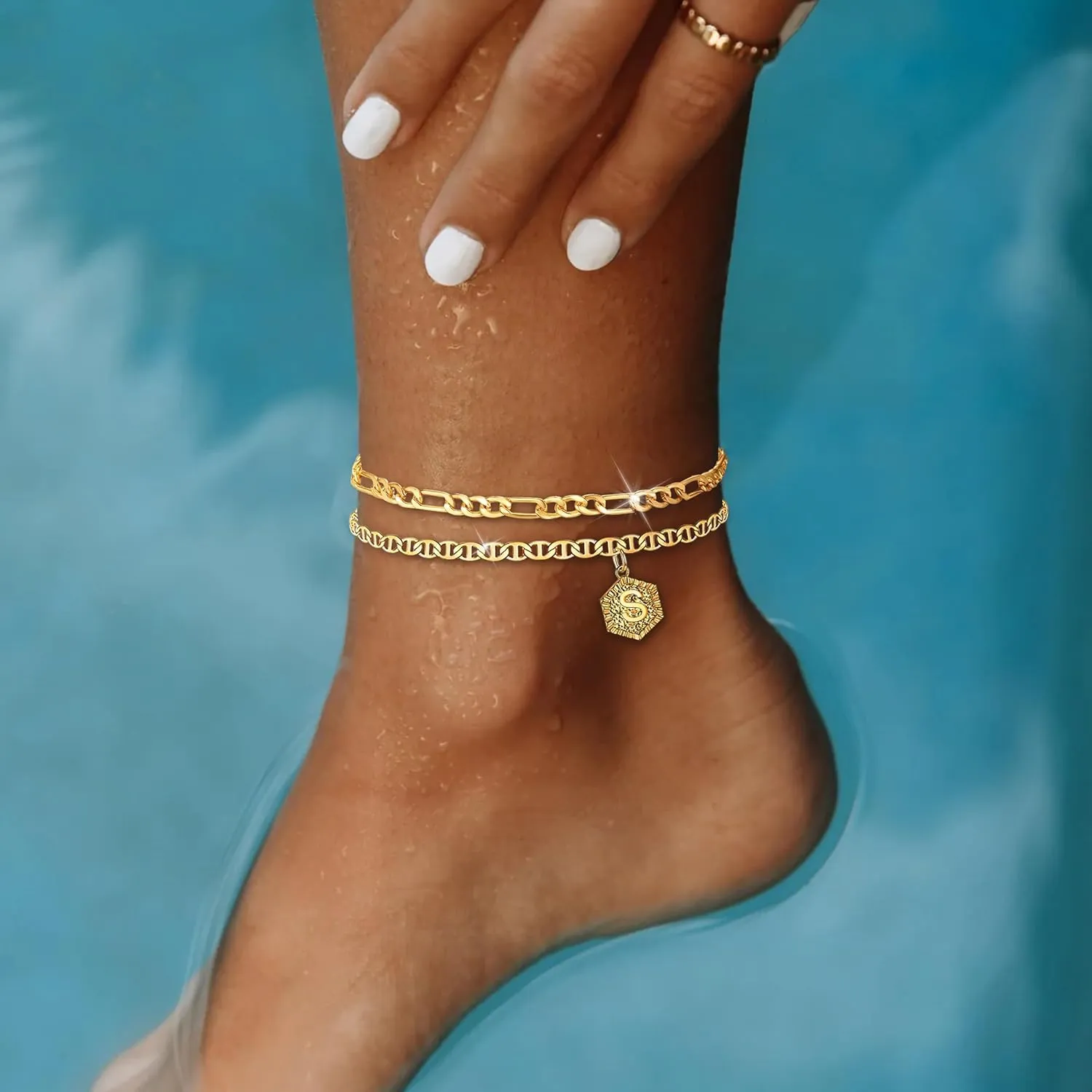 Initial Ankle Bracelets for Women Gold Anklets Summer Beach Vacation Outfits Cuba Paperclip Anklet Dainty Link Chain Ankles Foot Jewelry