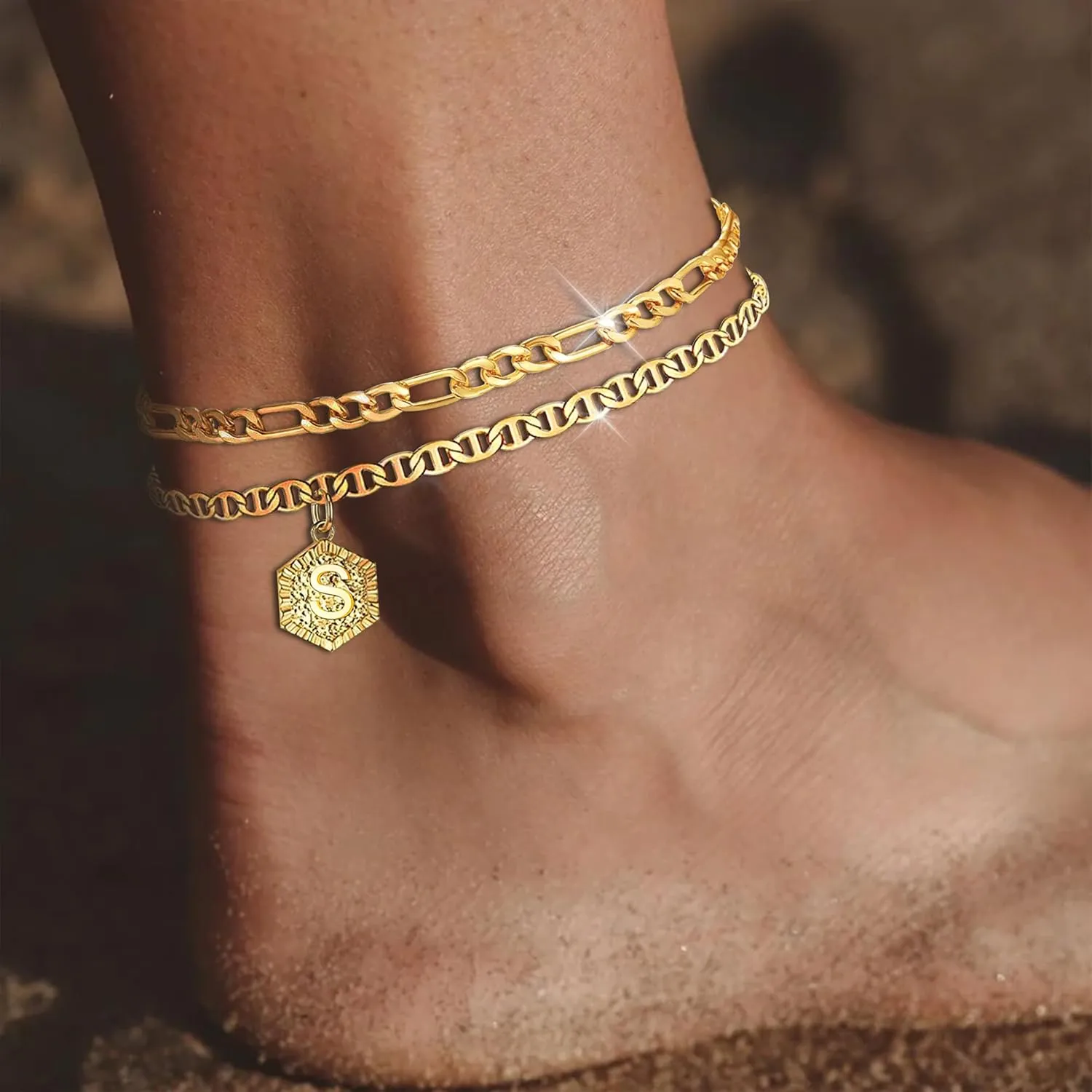 Initial Ankle Bracelets for Women Gold Anklets Summer Beach Vacation Outfits Cuba Paperclip Anklet Dainty Link Chain Ankles Foot Jewelry