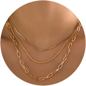 Initial Gold Layered Necklaces for Women Dainty 14K Gold Filled Chain Necklace Layered Chunky Gold Necklaces Cuban Pearl Fashion Pendant Necklaces Trendy Jewelry Set Simple Girls Jewelry Gifts