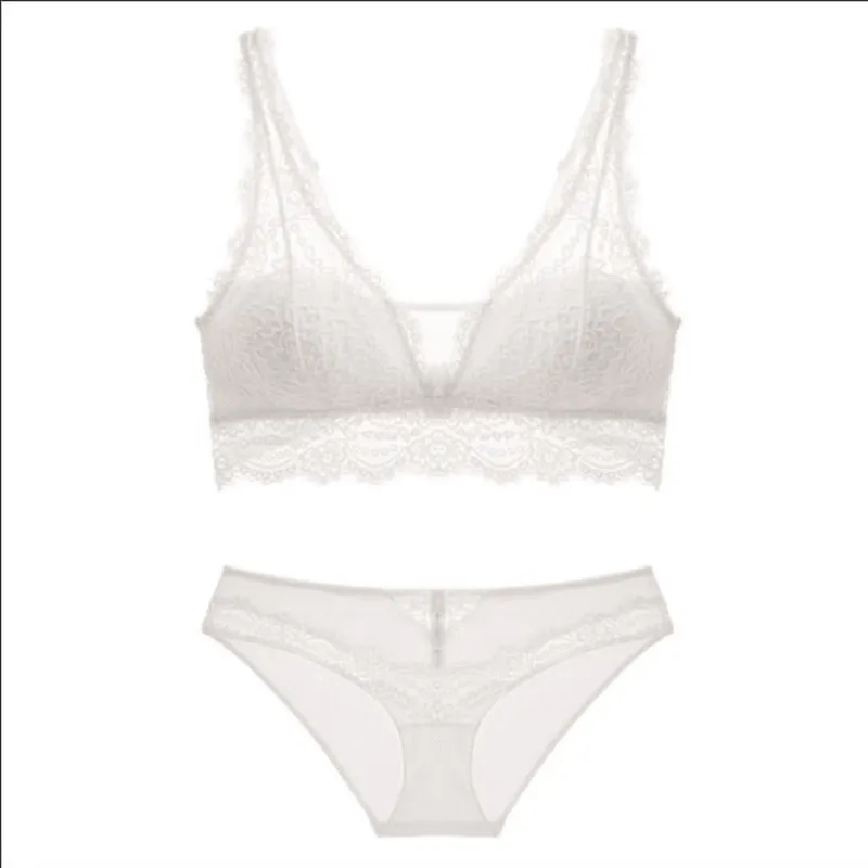 Jacquard Lace Push-Up Bra  Comfortable Breathable Lace Bra Set