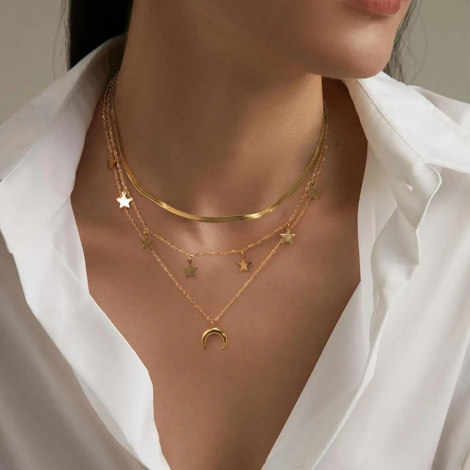 Joo&Rind 18k Gold Plated Stacking Necklaces for Women Trendy, Gold Layering Necklaces Jewelry Gifts for Women