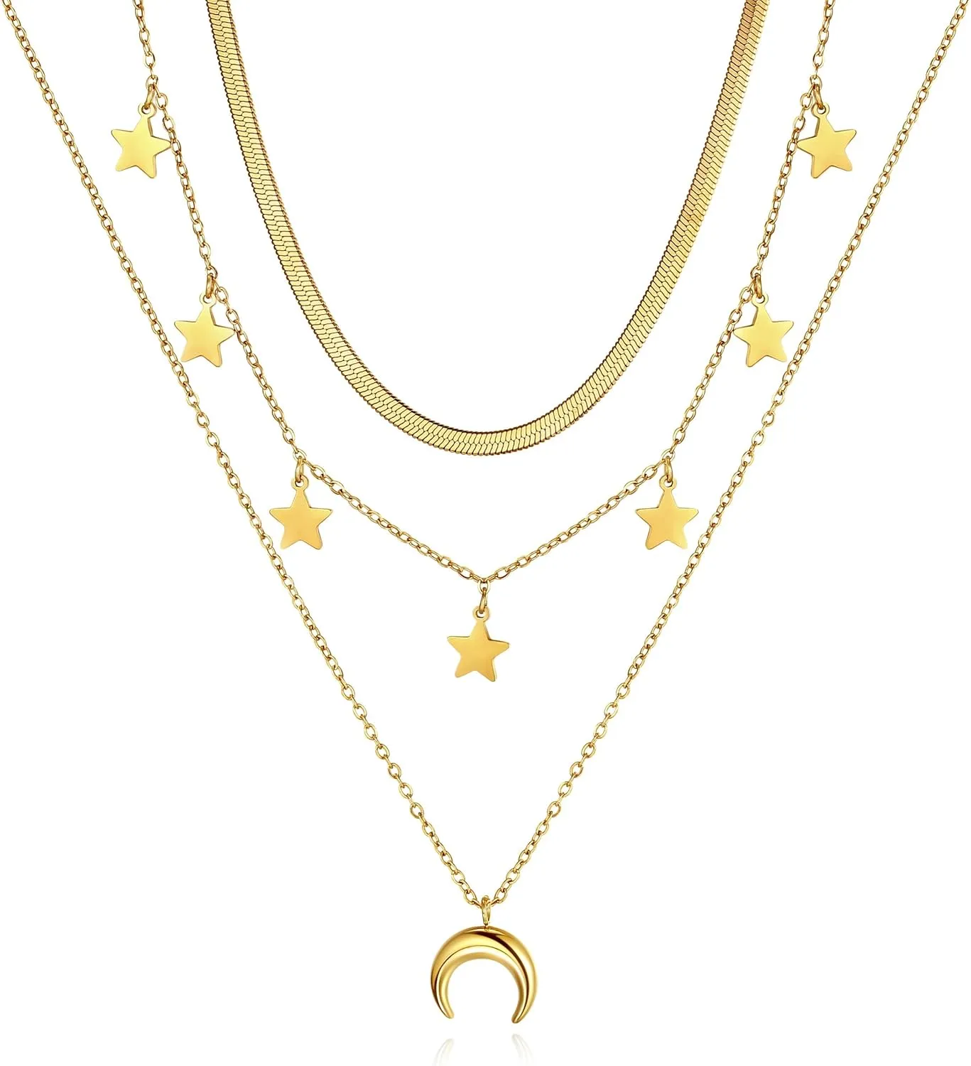 Joo&Rind 18k Gold Plated Stacking Necklaces for Women Trendy, Gold Layering Necklaces Jewelry Gifts for Women