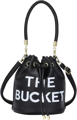 JQAliMOVV Mini Leather Bucket Bags for Women Drawstring Bucket Purse Crossbody Handbags Hobo Bag
