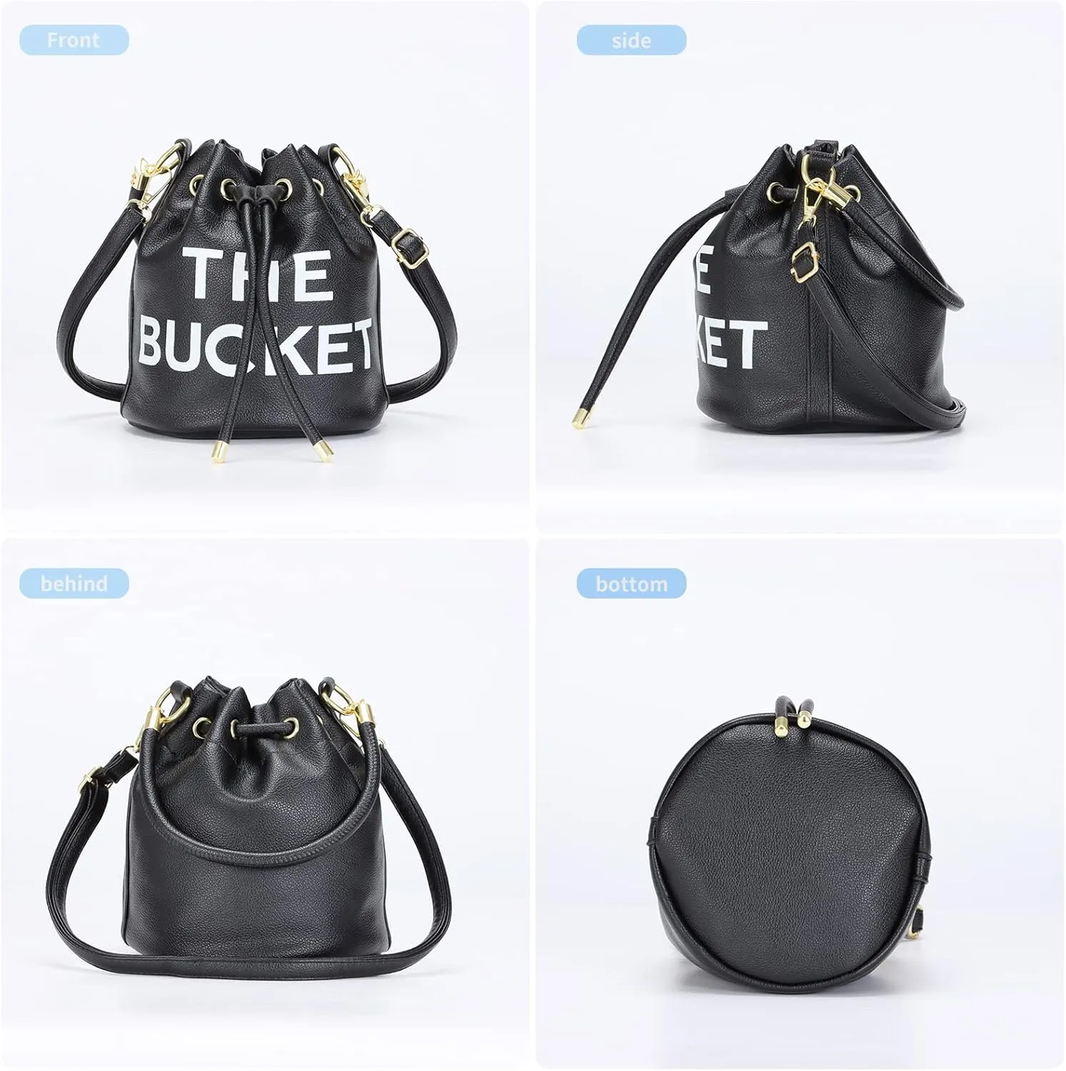 JQAliMOVV Mini Leather Bucket Bags for Women Drawstring Bucket Purse Crossbody Handbags Hobo Bag