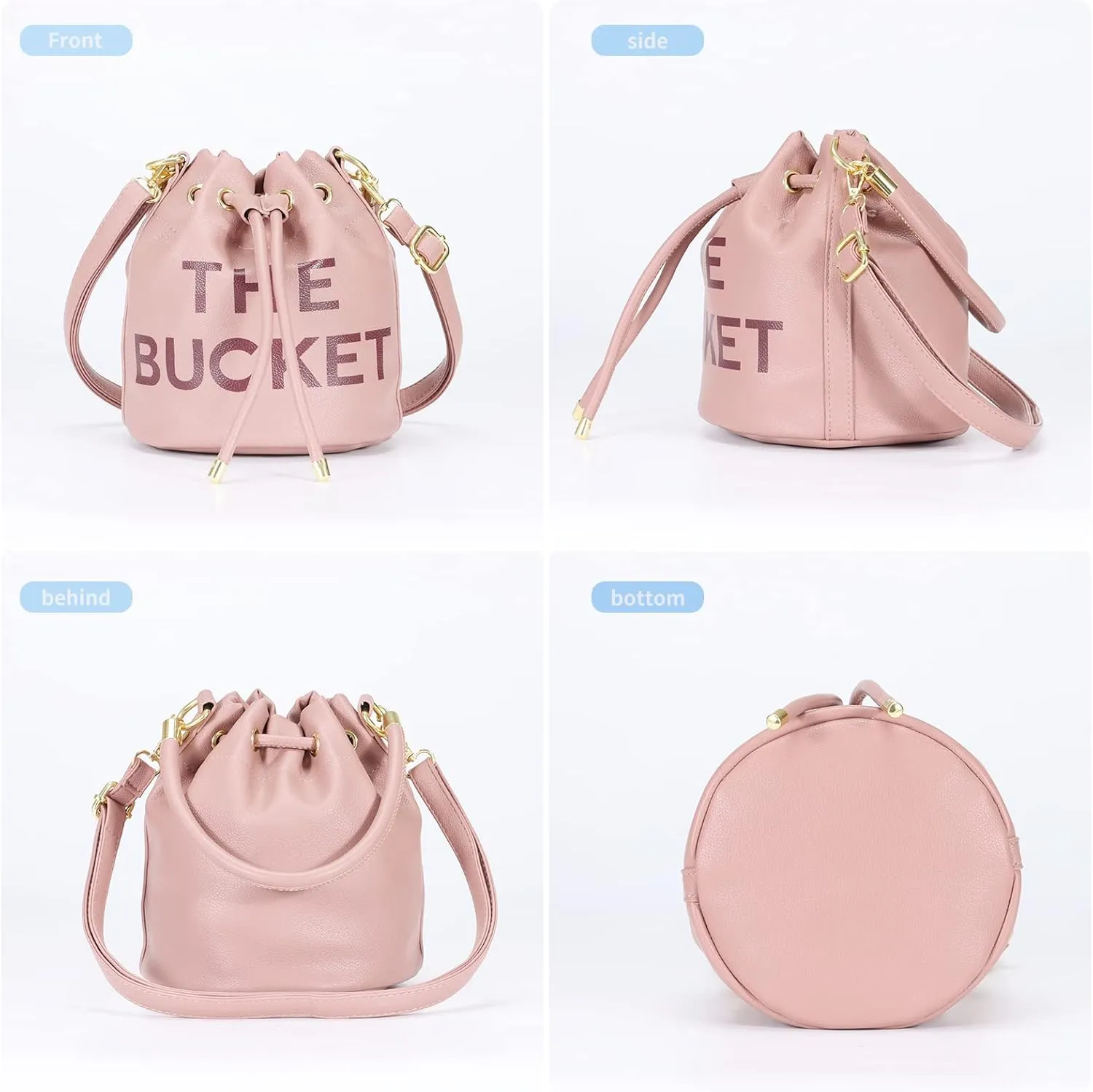 JQAliMOVV Mini Leather Bucket Bags for Women Drawstring Bucket Purse Crossbody Handbags Hobo Bag