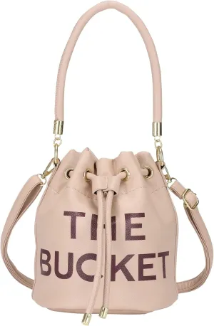 JQAliMOVV Mini Leather Bucket Bags for Women Drawstring Bucket Purse Crossbody Handbags Hobo Bag