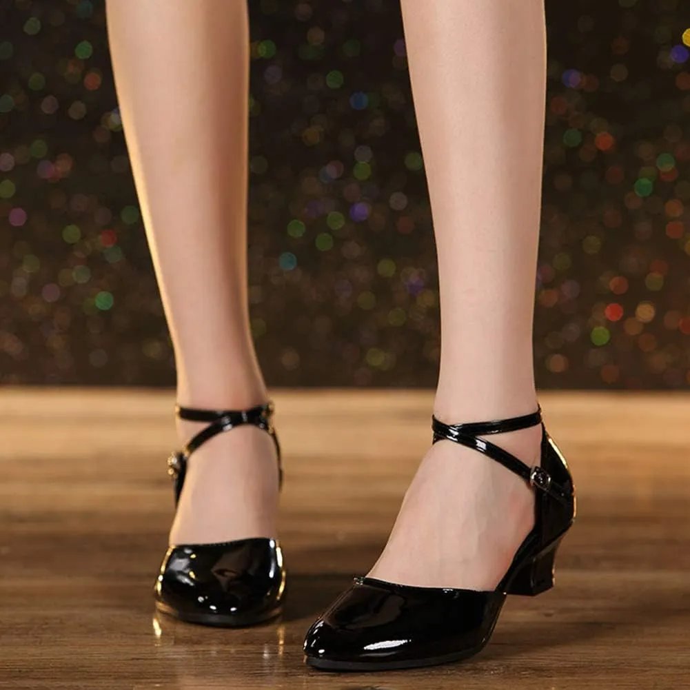JUODVMP Closed Toe bBallroom Dance Shoes Low Heel Latin Dance Pumps for Women,DYPUZK