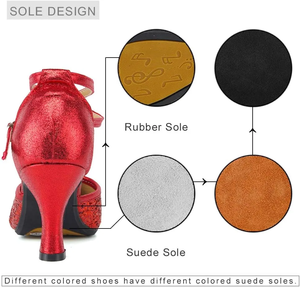 JUODVMP Leather Closed Toe Latin Ballroom Dance Shoes Women Character Shoes Tango Practice Dance Pumps,DYZPHRD
