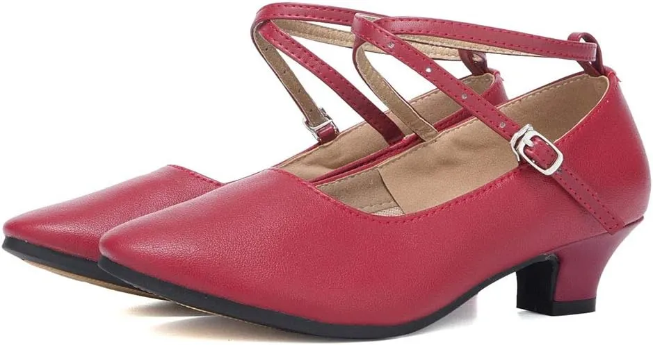 JUODVMP Leather Closed Toe Latin Ballroom Dance Shoes Women Character Shoes Tango Practice Dance Pumps,DYZPHRD