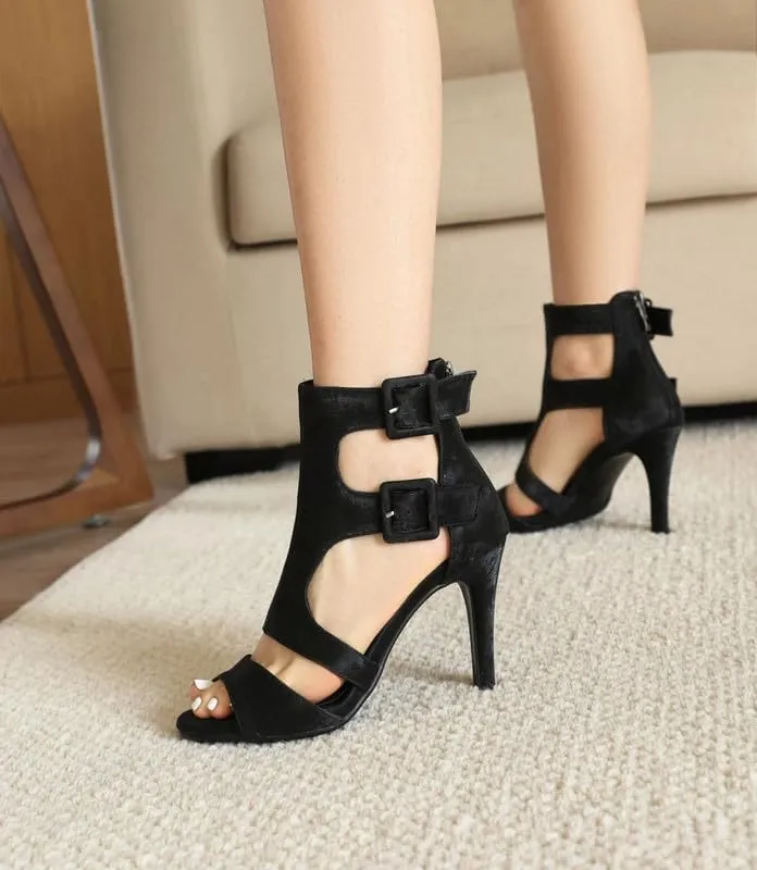 JUODVMP Women's Dancing Shoes Cut-Out Ballroom Dance Heels Fashion Sandals for Women
