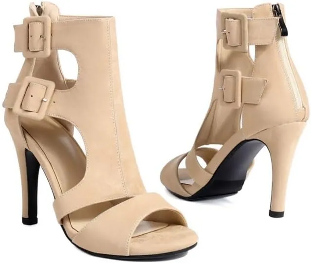 JUODVMP Women's Dancing Shoes Cut-Out Ballroom Dance Heels Fashion Sandals for Women