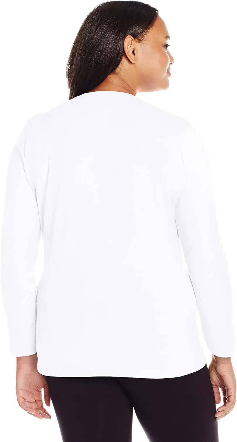 JUST MY SIZE Women's Plus Size Vneck Long Sleeve Tee
