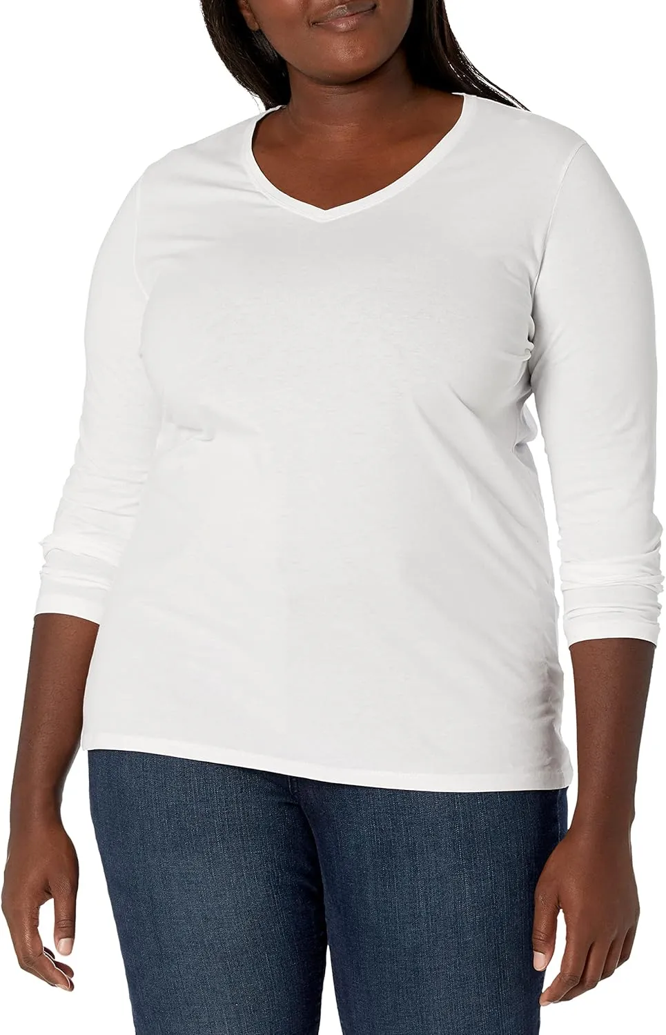 JUST MY SIZE Women's Plus Size Vneck Long Sleeve Tee