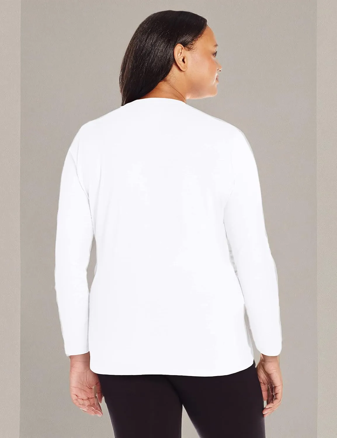JUST MY SIZE Women's Plus Size Vneck Long Sleeve Tee