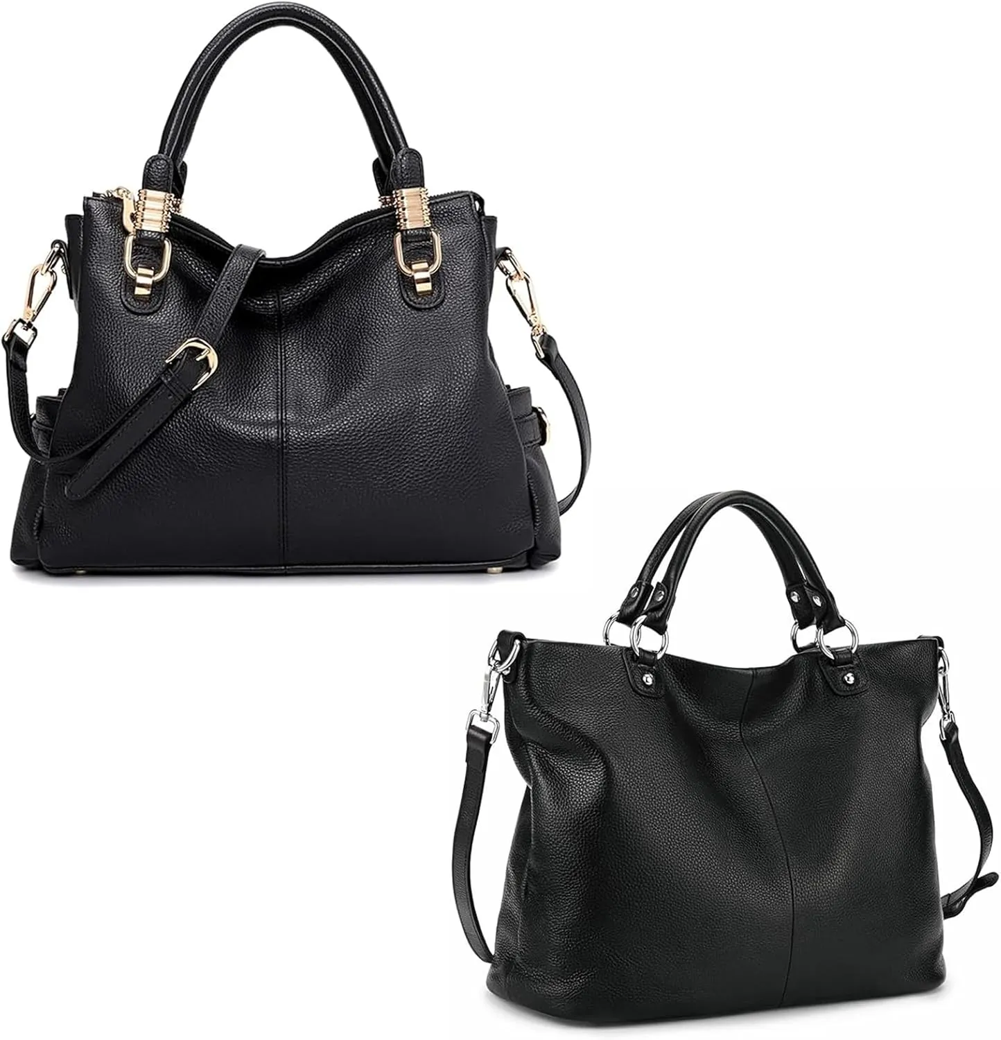 Kattee Women's Soft Leather Tote & Satchel Handbags Bundle  Genuine Cowhide Leather Purses, Multi-Way Carry & Spacious Design
