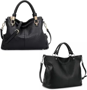 Kattee Women's Soft Leather Tote & Satchel Handbags Bundle  Genuine Cowhide Leather Purses, Multi-Way Carry & Spacious Design