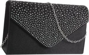 KESYOO Satin AB Color Rhinestone Envelope Clutch Bag for Women Elegant Evening Handbag for Weddings Parties and Special Occasions Bride Purse for Wedding Day