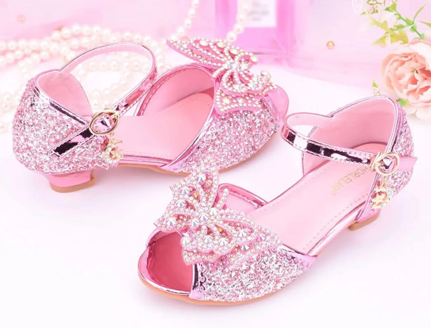 Kids Girls Glitter Butterfly Sandals Sequin hinestone Dress Shoes Little/Big Kids Fashion Girls Slippers Clog
