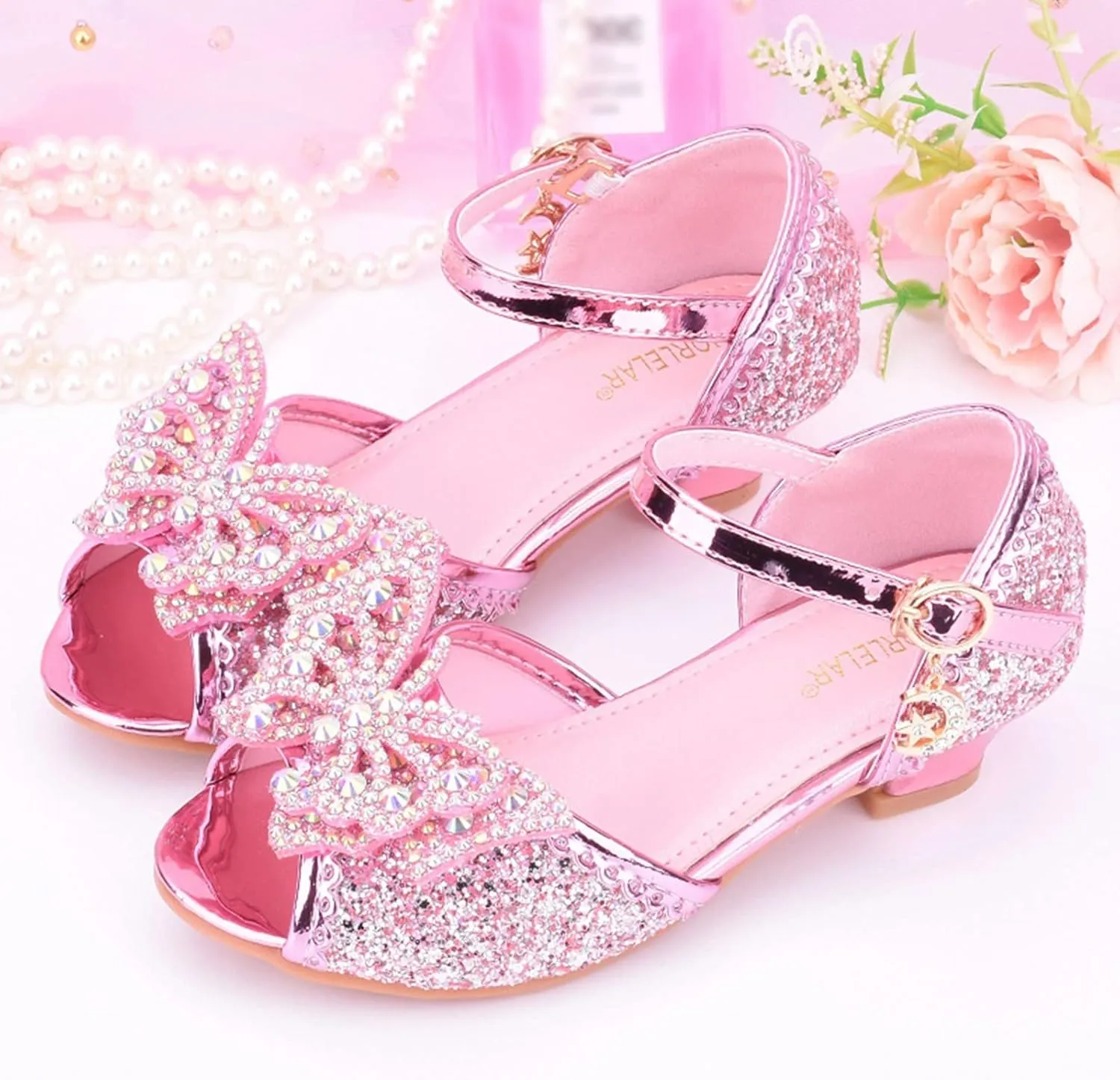 Kids Girls Glitter Butterfly Sandals Sequin hinestone Dress Shoes Little/Big Kids Fashion Girls Slippers Clog