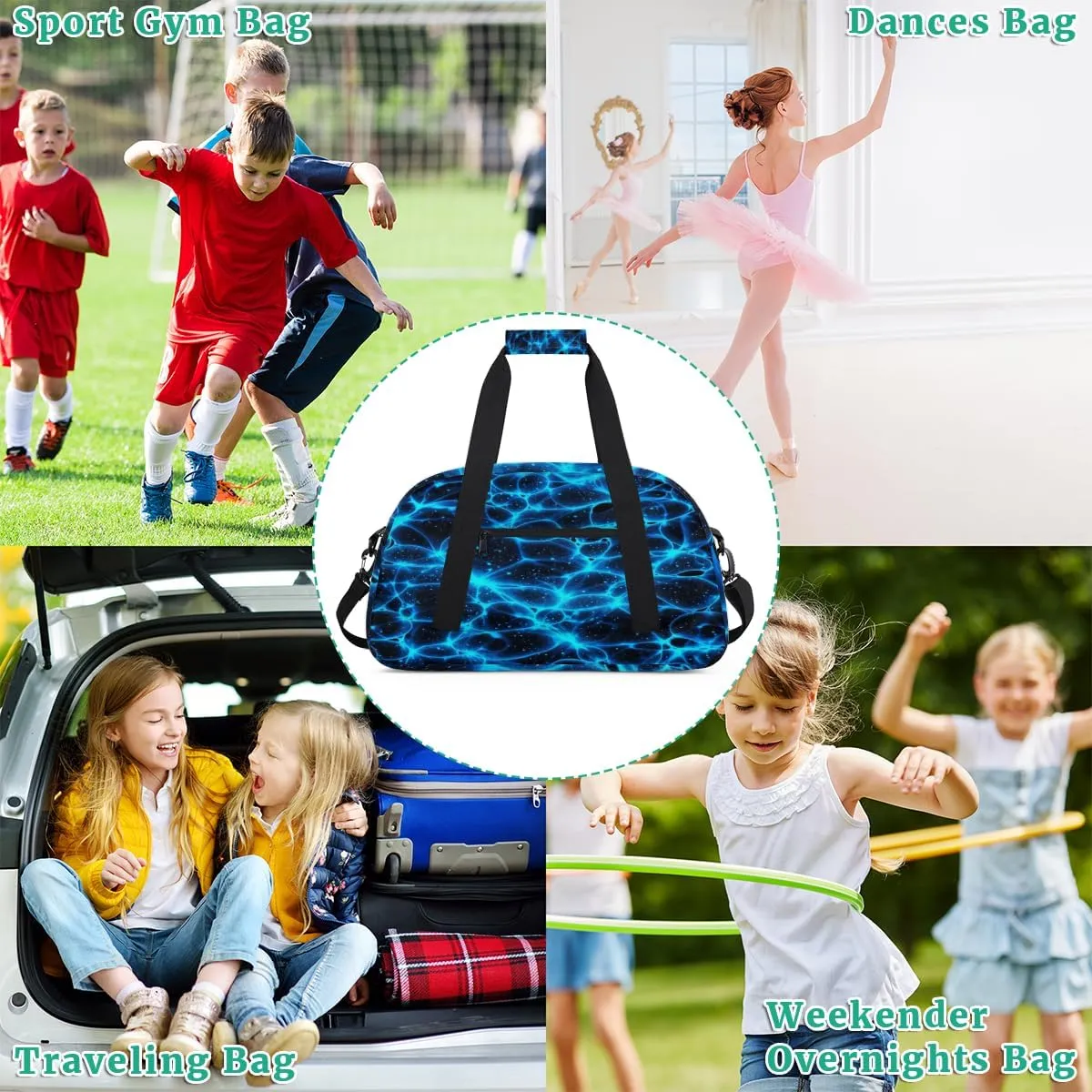 Kids Overnight Duffel Bags Galaxy Blue Black Travel Sports Gym Bags for Boy Waterproof Weekender Sleepover Bags Portable Carry on Tote Bag Work Out Bags, standard
