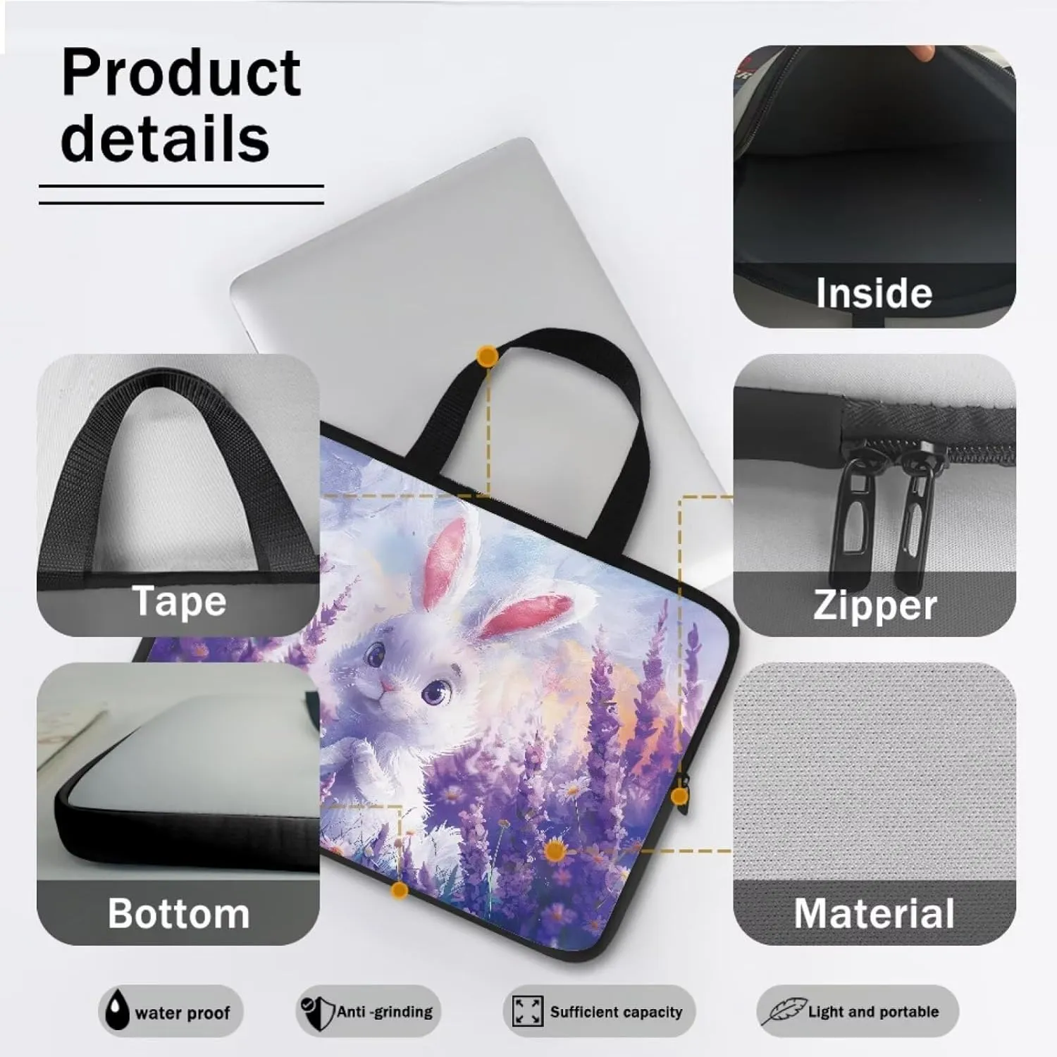 Laptop Sleeve,Tablet Portable Neoprene Zipper Carrying Sleeve Case Bag Computer Tablet Handbag Case