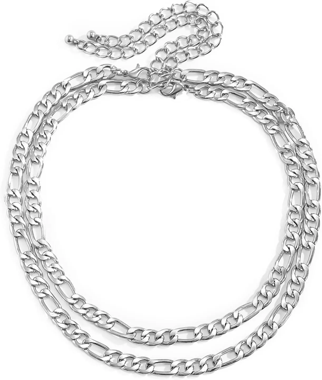 Layered Choker Necklaces for Women, Dainty Layered Choker Necklace Curb Chain Pendant Chain Necklaces Women Jewelry, 2 Pieces