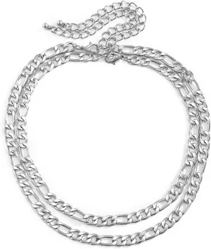 Layered Choker Necklaces for Women, Dainty Layered Choker Necklace Curb Chain Pendant Chain Necklaces Women Jewelry, 2 Pieces