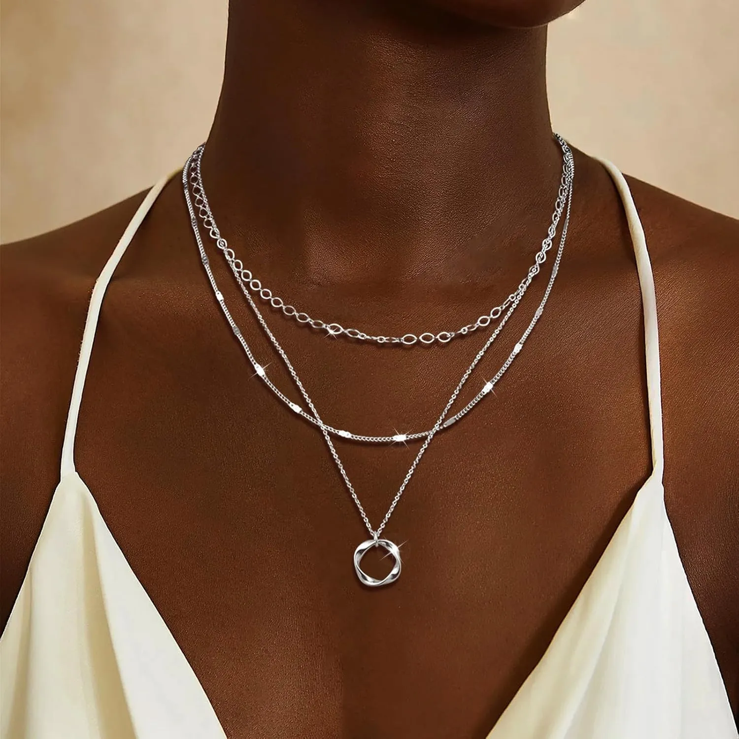 Layered Gold Necklace for Women Stack Non Tarnish Dainty 14K Gold Plated Stacked Layered Necklaces Circle Pendant Chain Necklace Stackable Trendy Necklaces Gifts Trendy Stuff