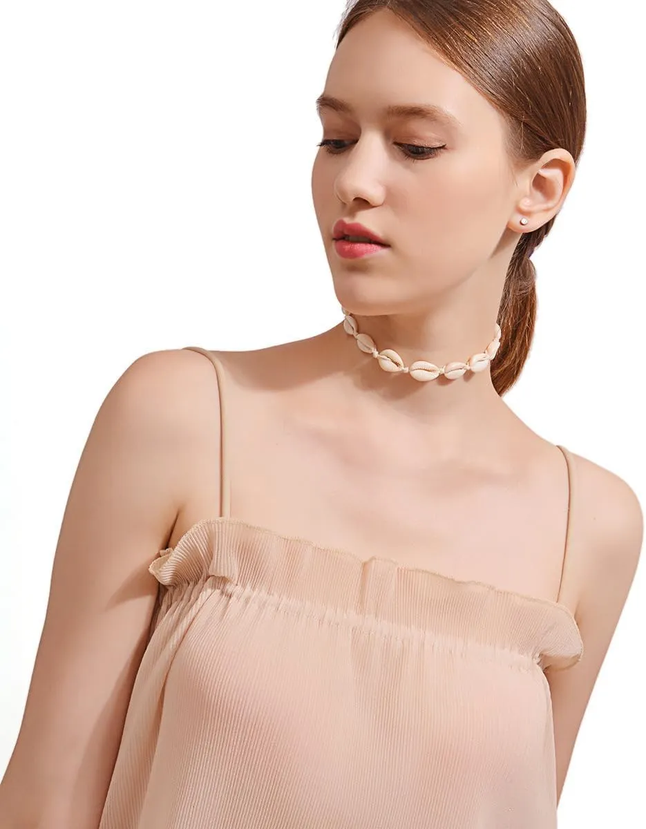 Layered Gold Seashell Necklace for Women Beach Jewelry, Shell Necklaces for Women Summer Jewelry Chunky Gold Necklaces Stack for Women Starfish Eye Pedent Figaro Chain Beach Necklace (Shell Necklaces 2)