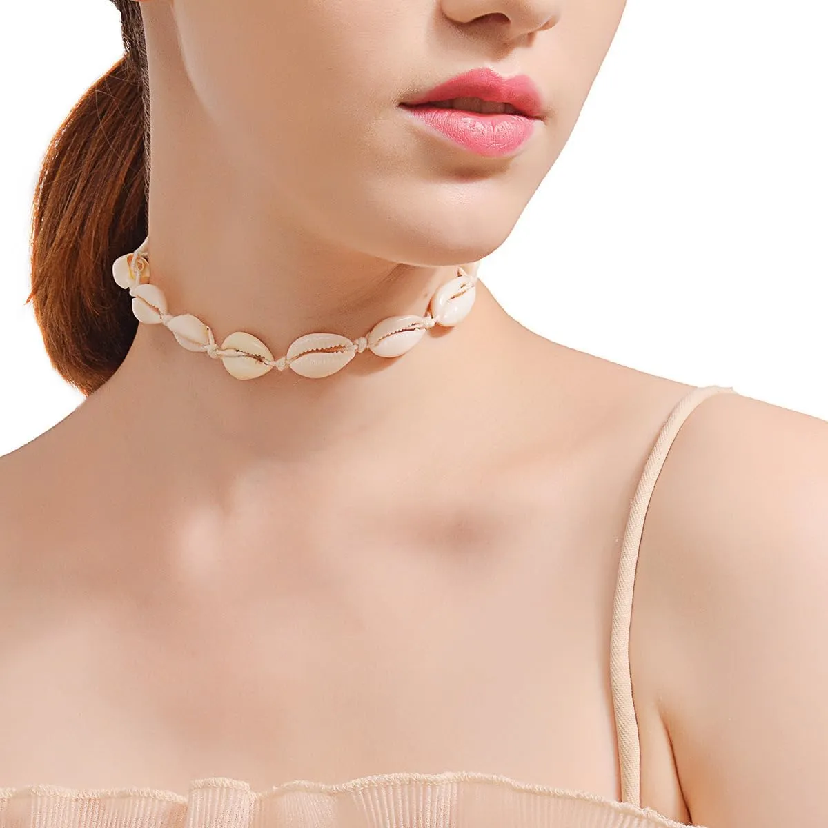 Layered Gold Seashell Necklace for Women Beach Jewelry, Shell Necklaces for Women Summer Jewelry Chunky Gold Necklaces Stack for Women Starfish Eye Pedent Figaro Chain Beach Necklace (Shell Necklaces 2)