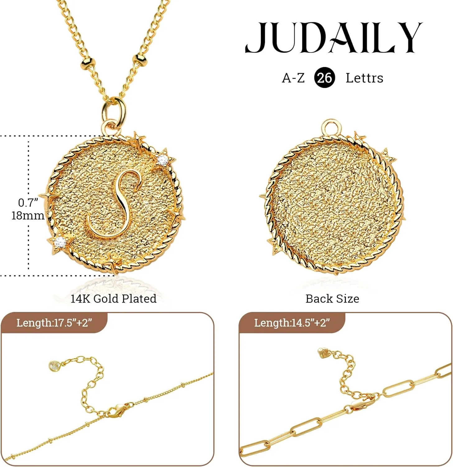 Layered Initail Necklaces for Women 14K Gold Plated Cubic Zirconia Layering Beaded Paperclip Chain Choker Necklace Dainty Pendant Letter A-Z Jewelry Letter