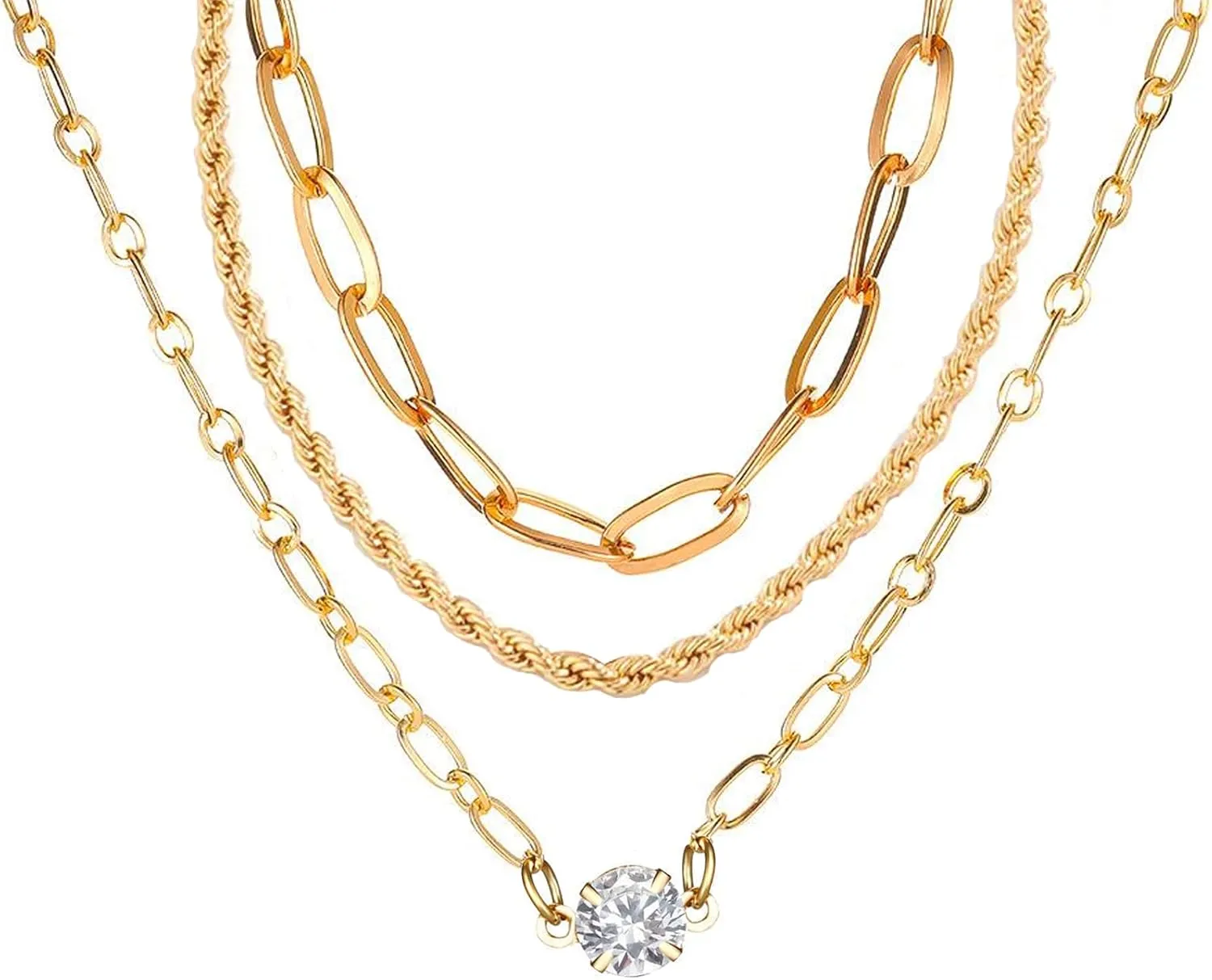 Layered Necklaces for Women,Gold Pendant Necklace Layered Cross Necklace,Diamond Necklaces,Trendy Jewelry Gifts for Women (Gold)