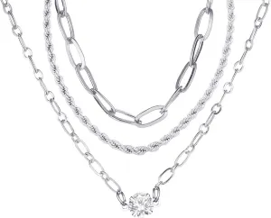 Layered Necklaces for Women,Gold Pendant Necklace Layered Cross Necklace,Diamond Necklaces,Trendy Jewelry Gifts for Women (Sliver)
